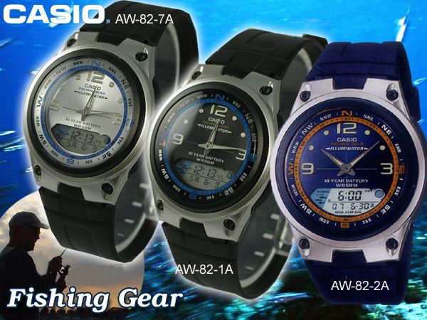 NEW CASIO Watch Mens Moon Phase Fishing AW 82 2  