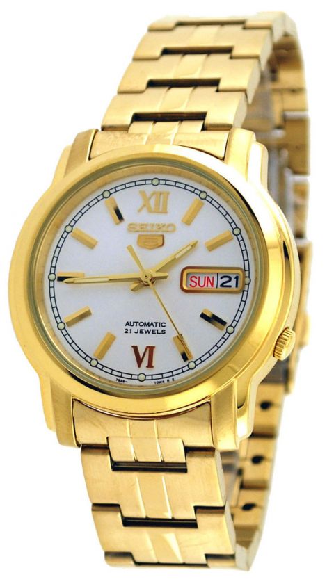 NEW  Seiko 5 SNKK84 Mens Gold Tone Automatic Watch  