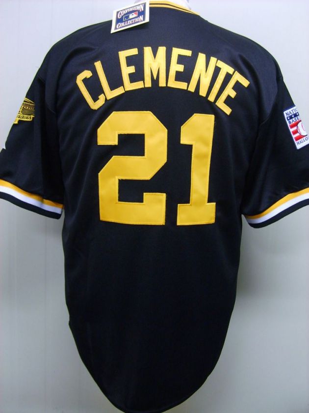   Pirates Roberto Clemente HOF Patch Throwback Black Jersey  