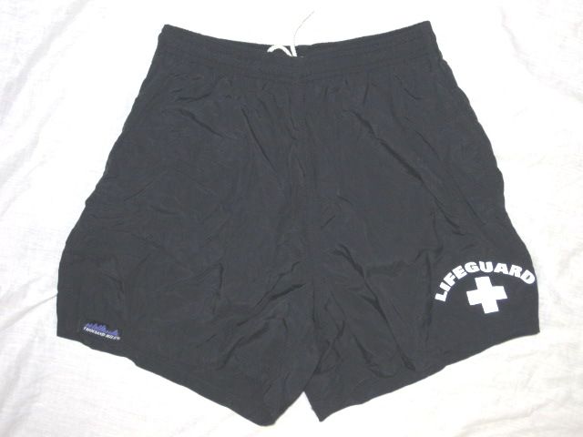 Lifeguard Nylon Black Swim Basic Trunk NEW   Mens Small  