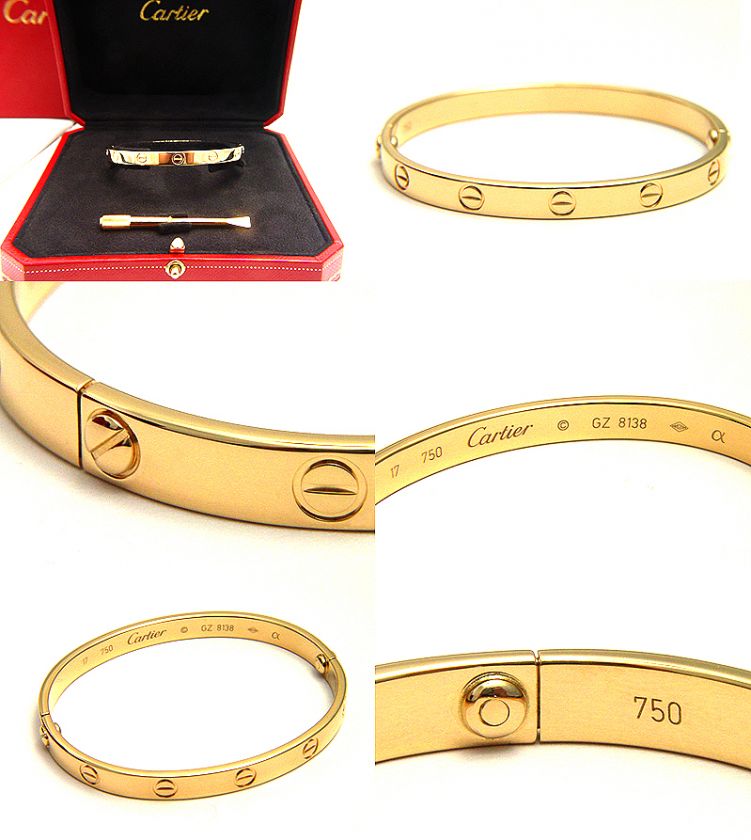 100% AUTHENTIC CARTIER LOVE 18K SOLID GOLD BRACELET SIZE 17 IN MINT 