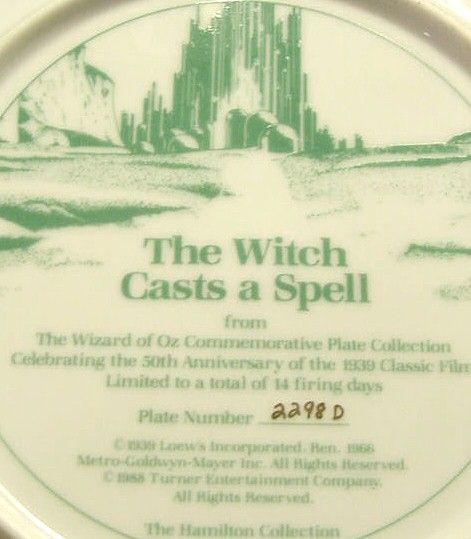 The Witch Casts a Spell Wizard Of Oz Hamilton Plate  