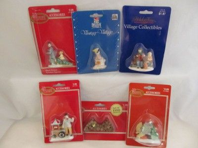 Dickens Collectables Village Accessories NEW Lot People Logs Cart 