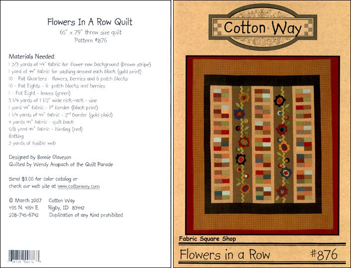 Cotton Way FLOWERS IN A ROW Pattern  