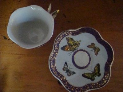 BAUM BROS Formalities BUTTERFLY TeaCup/Saucer Purple  