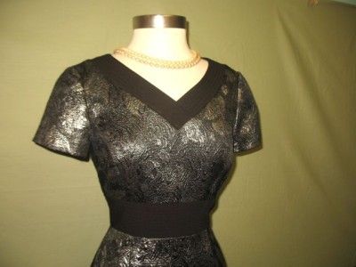 Alex Marie Silver & Black Short Sleeved Cocktail Party Mimi Dress 12 