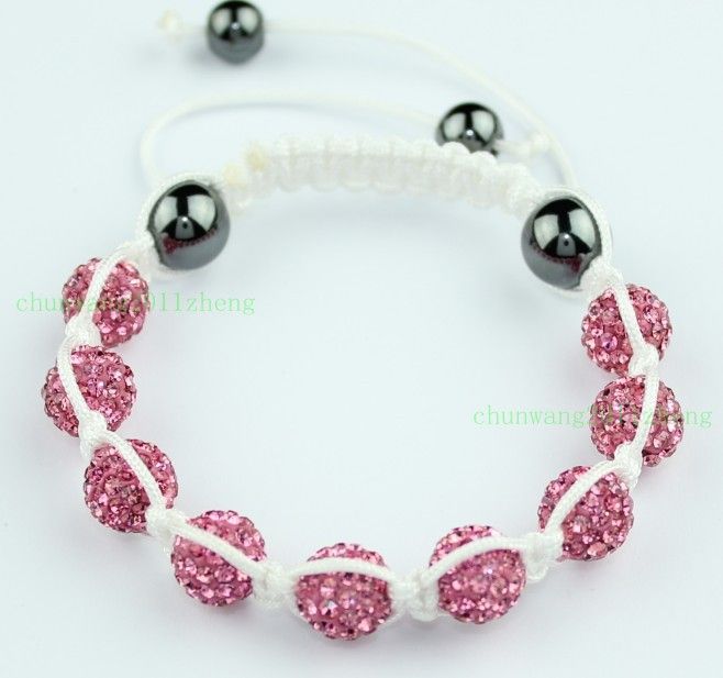   Dazzling giftCZ Crystal disco balls Shamballa Bracelets+box SL925 18K