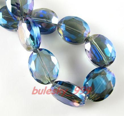 20pcs Faceted Colorized Glass Crystal Oval Bead 16x12mm  