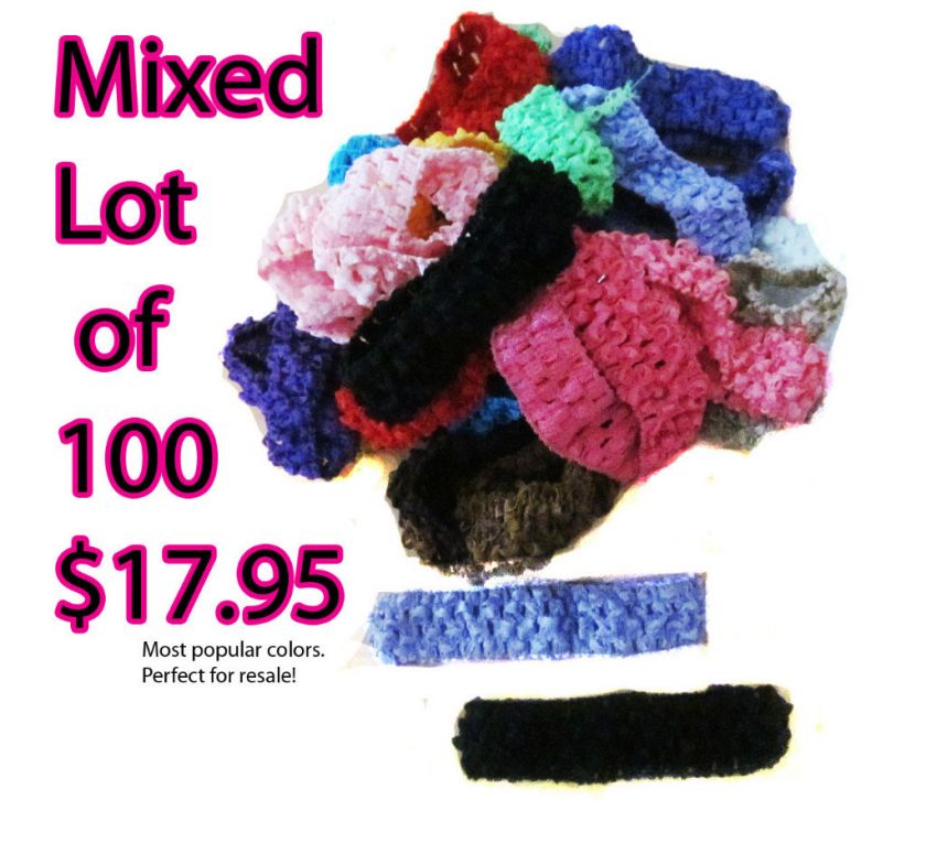 Wholesale Lot of (100) 1 Waffle Crochet Headbands  