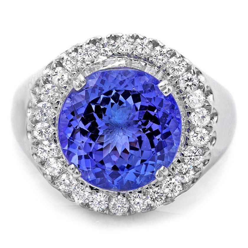 21650 CERTIFIED 14K WHITE GOLD 5.00CT TANZANITE 0.60CT DIAMOND RING 