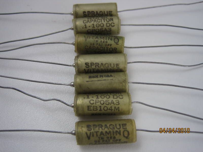 SPRAGUE VITAMIN Q CAPACITORS (7) CP05A3 EB104M  