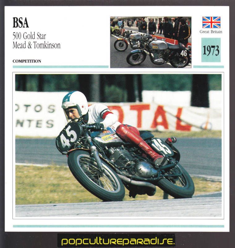1973 BSA 500 GOLD STAR Mead & Tomkinson Motorcycle CARD  