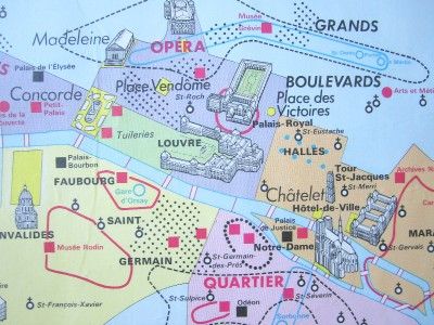 French Vintage School Poster Paris France Mid Century Map Oversized 