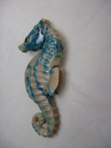   Seahorse Pin Marbled Blue Green & Cream Sea Dragon Brad Elfrink  