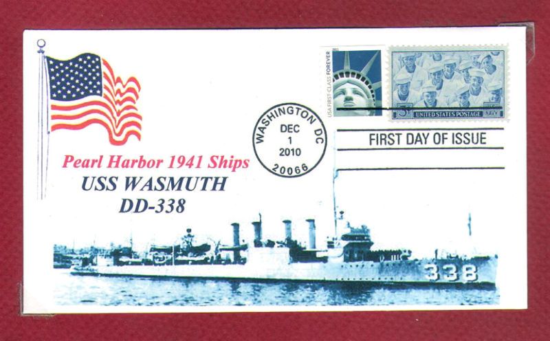 USS WASMUTH DD 338 Pearl Harbor 1941 Photo Cachet Cover  