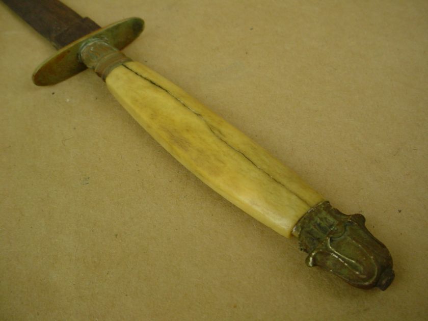   Sheffield 19th century Antique Knife w/Silver Pommel Very Rare  