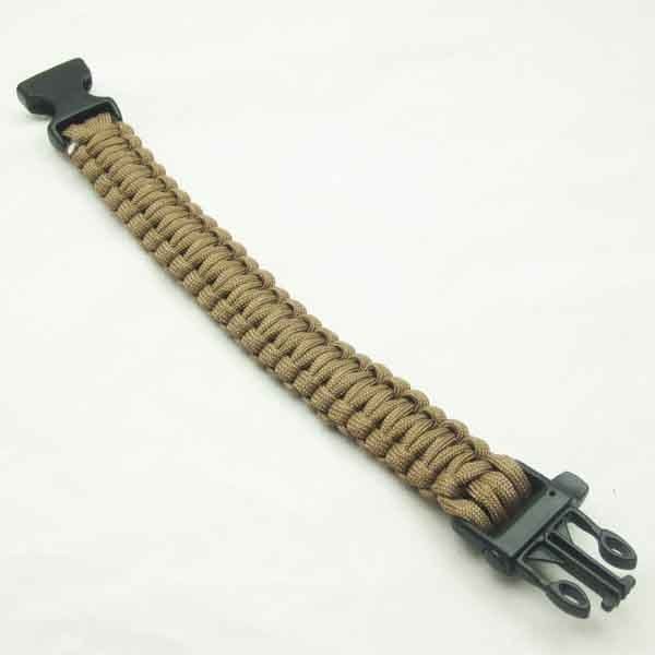 Survival Bracelet Paracord 500 Whistle Camping Khaki B9  