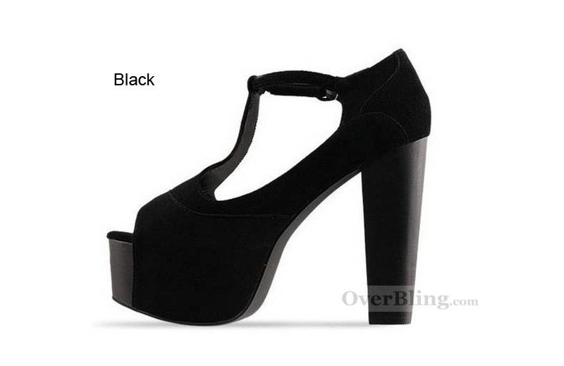 X41029 Womens Shoes Pumps Platform T Strap High Thick Heel Sandals 