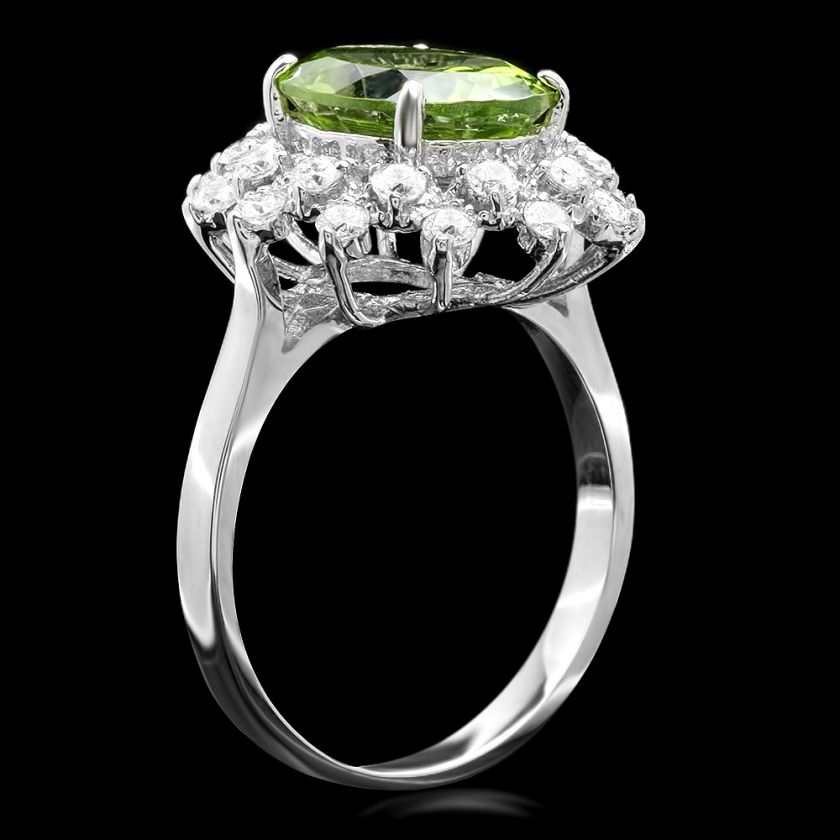 4650 CERTIFIED 14K WHITE GOLD 3.50CT PERIDOT 0.70CT DIAMOND RING + NO 