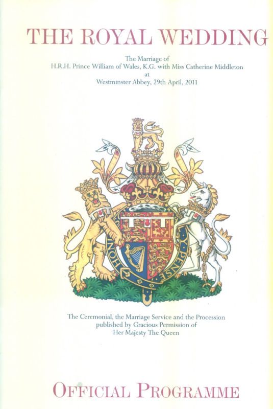 PRINCE WILLIAM KATE MIDDLETON OFFICIAL WEDDING PROGRAM  