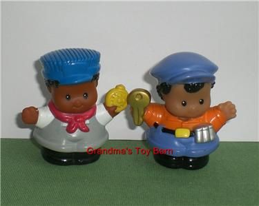 Fisher Price Little People Train Conductor & Ice Cream Truck Driver 