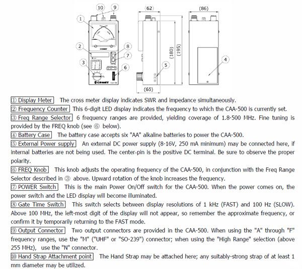 NEW Comet CAA 500 Antenna Tester Analyzer 1.8 500 MHz SWR Meter  