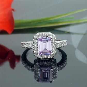 CARAT SIMULATED AMETHYST EMERALD CUT CZ RING  