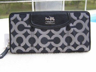 New COACH MADISON OPTIC LUREX ACCORDIAN ZIPPED AROUND WALLET 46664 