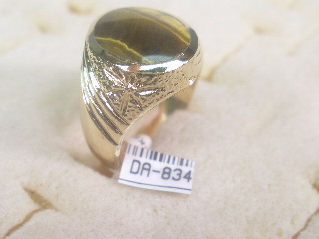 GEMSTONE DESIGNER SIGNED MENS TIGERS EYE RING DA834TE  