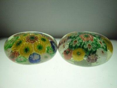 VINTAGE ANTIQUE LOT OF 2 1930S MILLEFIORI CHINESE GLASS PAPERWEIGHT L 
