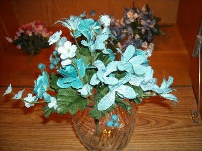 Home Interiors Teal Silk Flower Arrangement  