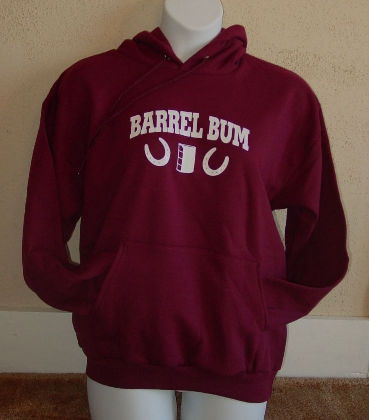 New BARREL BUM  RACING HOODIE Hooded Sweatshirt Maroon LARGE Cowgirl 