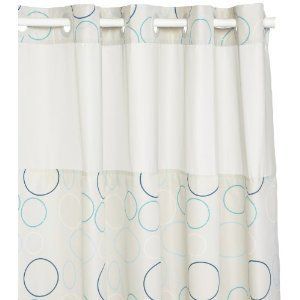 Shower Curtain Hookless Fabric w/Peva Liner Beach Pebble w/Window NEW 