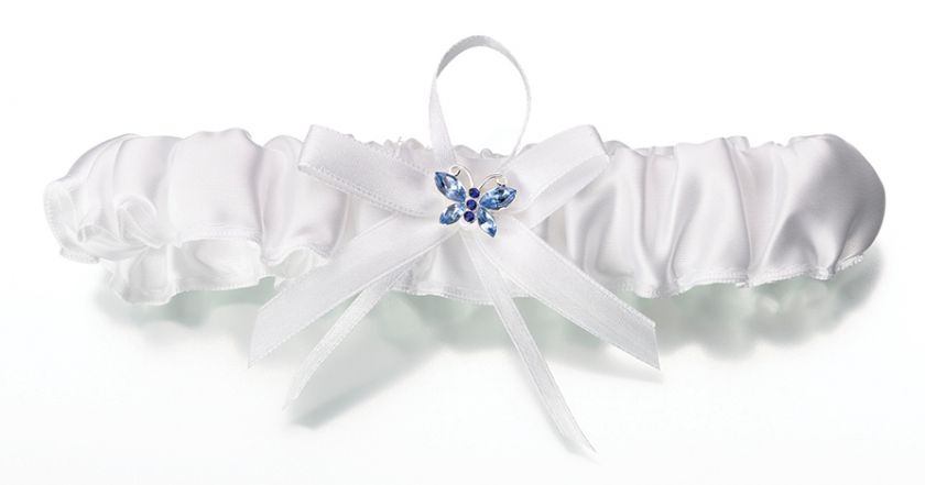 Lillian Rose Something Blue Crystal Butterfly Garter  