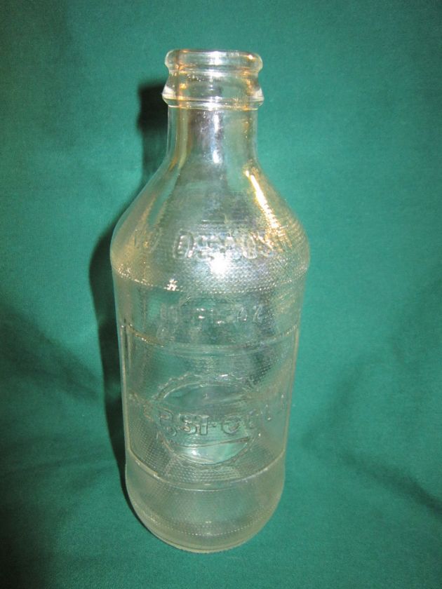 Vintage? Pepsi Cola 10oz Embossed Glass Bottle  