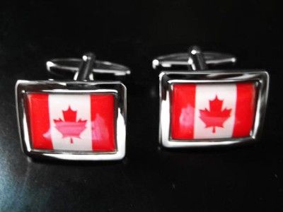 NEW CANADIAN FLAG CUFFLINK CANADA MEN SILVER MAPLE LEAF  