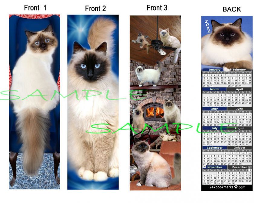 CAT 2012 CALENDAR BOOKMARKS Siamese Himalayan RAGDOLL Card Ornament 