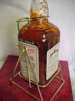 Jim Beam Bottle in a Swinging Pour Stand  1/2 gallon  