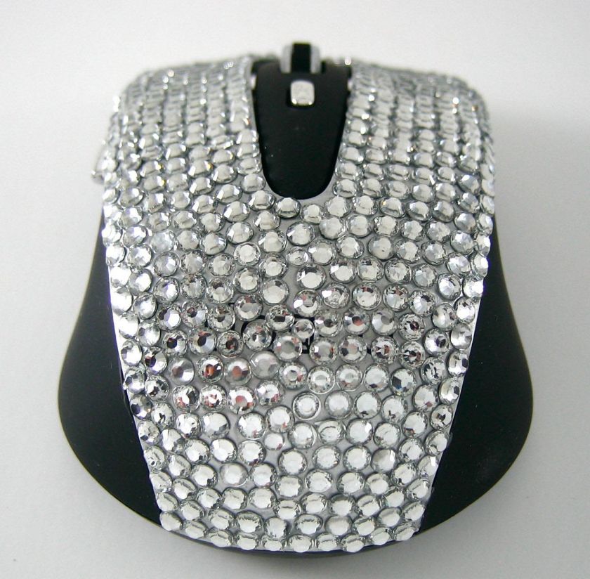 Wireless Silver Crystal USB Optical Computer Mouse  