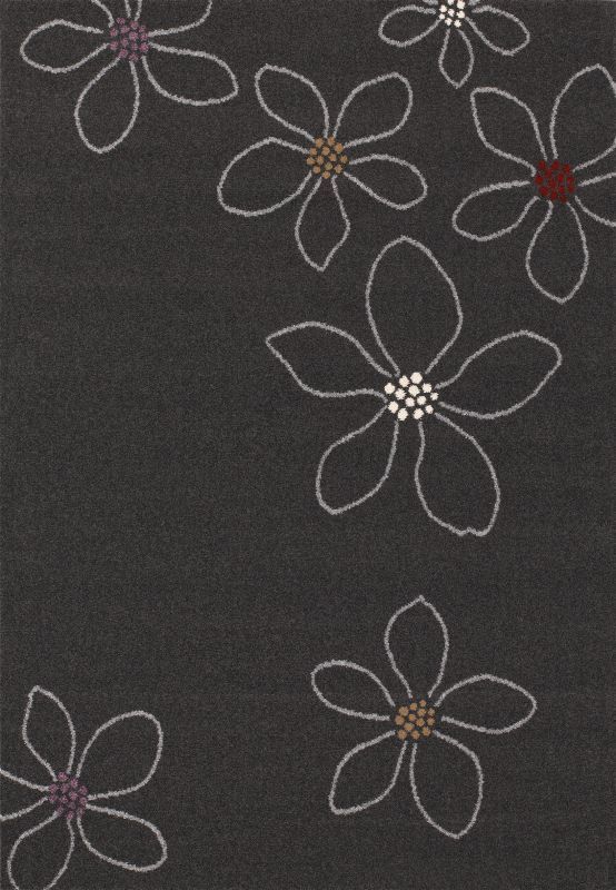 Large Area Rugs Modern Stencil Floral Charcoal 8x11  