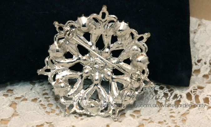 Crystal Rhinestone Bridal Floral Rose Cake Brooch Pin