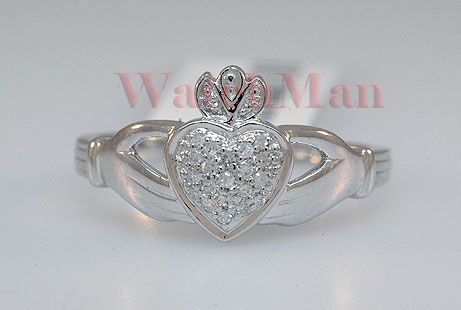 Womens Sterling Silver Diamond Heart Ring R 7830  