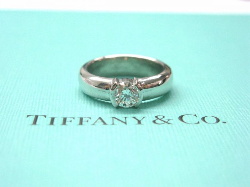 Tiffany & Co Plat Etoile Diamond Solitaire Ring G VVS2 .79CT  