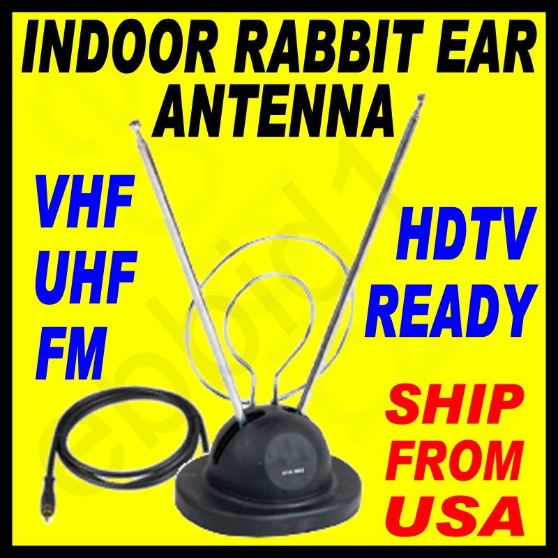 INDOOR RABBIT EAR DIGITAL HDTV TV VCR VHF UHF ANTENNA $  