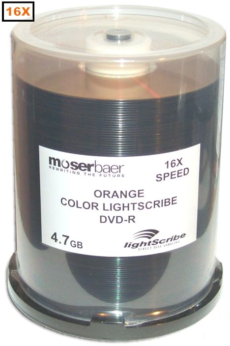 100 Pak =ORANGE= COLOR LIGHTSCRIBE MBI 16X DVD Rs  