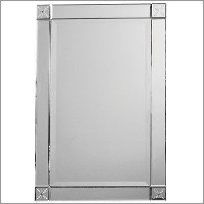 FRAMELESS Rectangle WALL MIRROR Beveled 31H Etched Venetian Foyer 