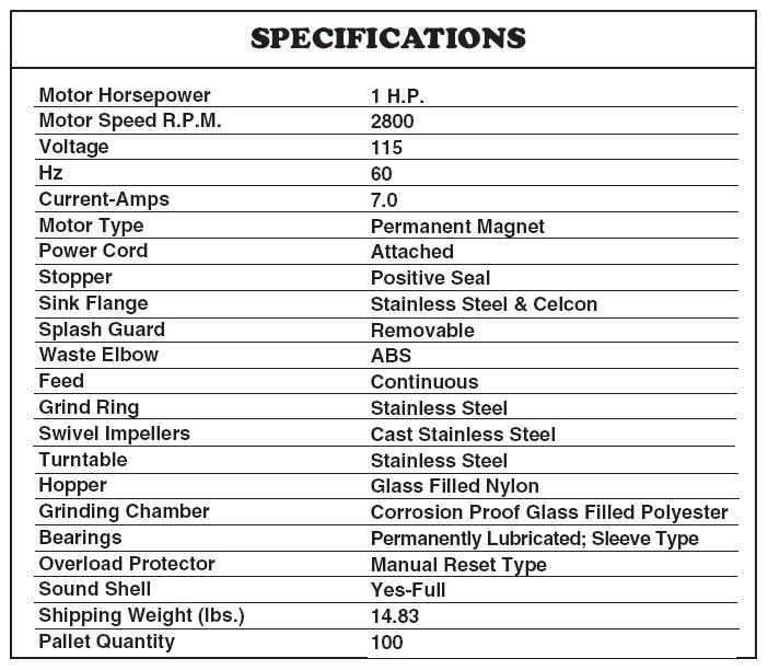 Waste King Garbage Disposal 8000 1 Horsepower LIFETIME In Home Service 