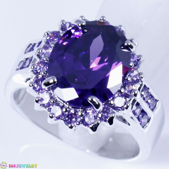   SIZE7 GRAND PURPLE AMETHYST GEMSTONE SILVER handcraft JEWELRY  