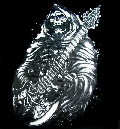 GRIM REAPER PLAYING GUITAR AXE SKULL HERO T SHIRT WS109  