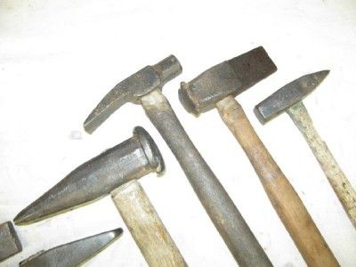   of 7 Antique Cross Peen Blacksmith Anvil Forge Tools Hammers  